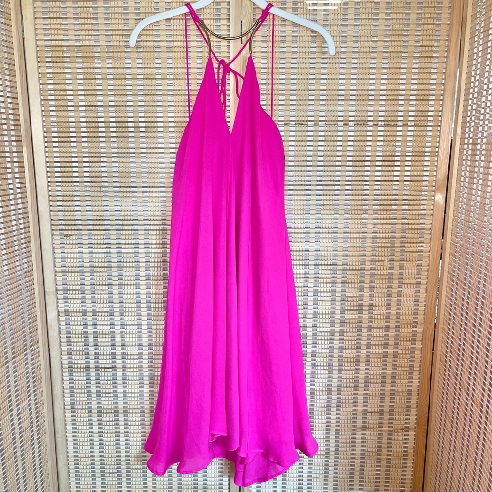 NWT* BOSTON PROPER Flowy Hot Pink Halter Neck Backless Mini Dress S - Picture 10 of 10